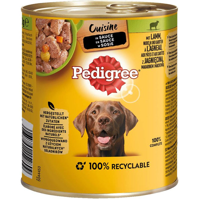 Pedigree Dose Cuisine in Sauce Lamm, Nudeln & Karotten.