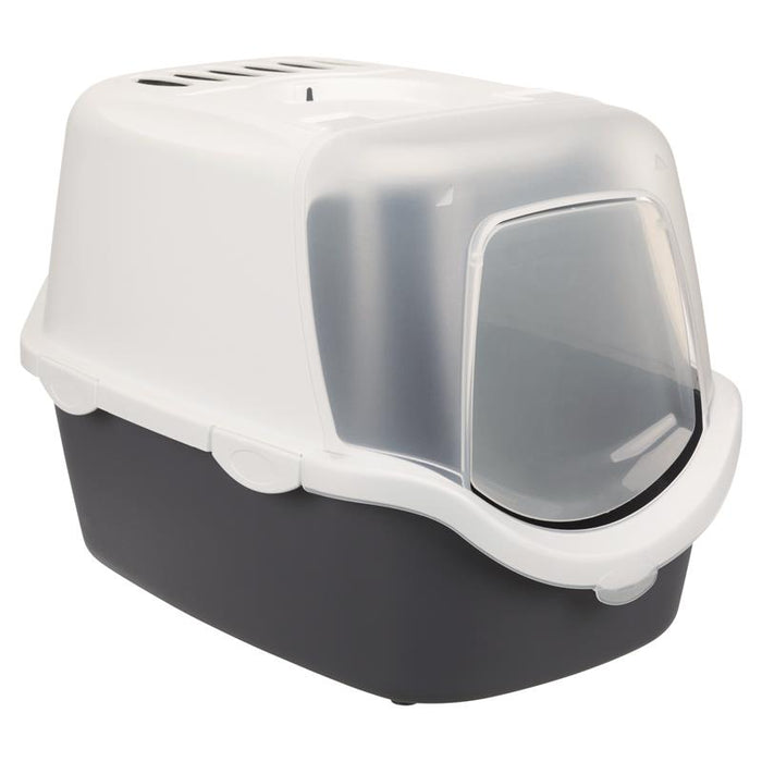 Katzentoilette Vico Open Top, mit Haube, blau/weiß
