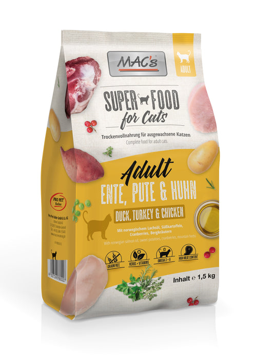 MAC's CAT Trockenfutter Adult - Ente, Pute & Huhn