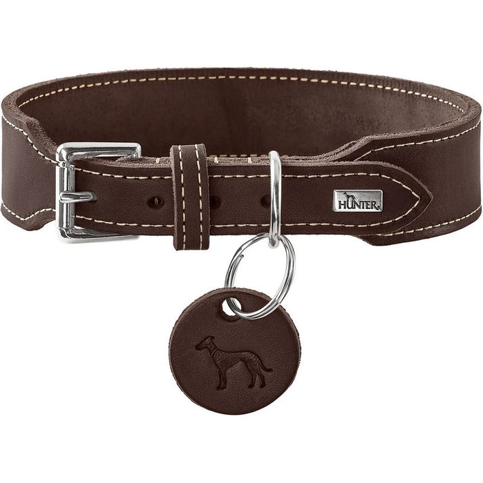 Hunter Halsband Aalborg Rindsleder dunkelbraun extrabreit
