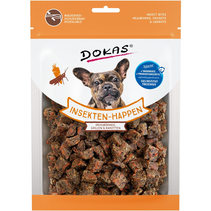 Dokas Hunde Snack Insekten-Happen Mehlwürmer, Grillen, Karotten