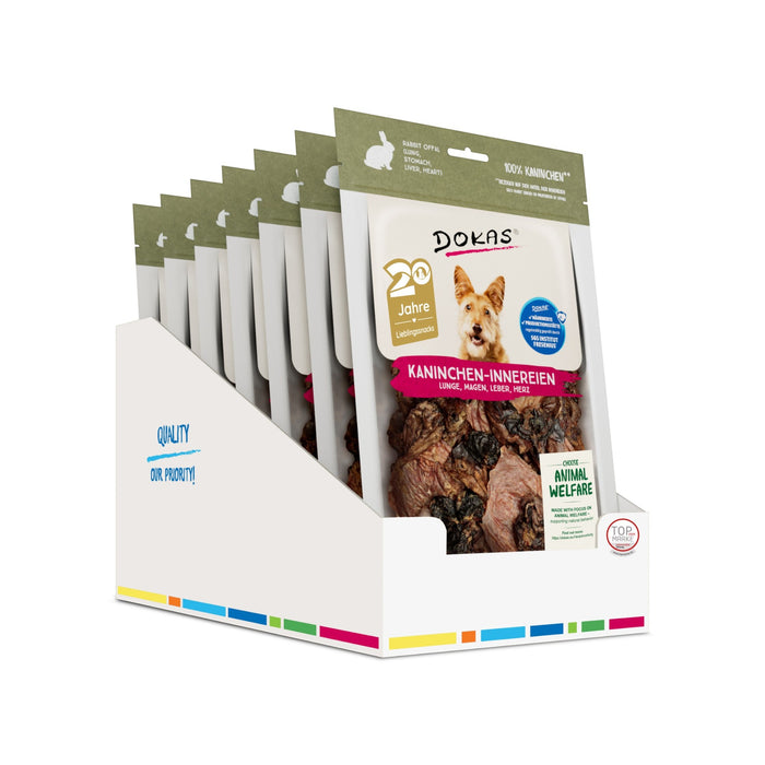 Dokas Dog Snack Kaninchen-Innereien (Herz, Lunge, Magen, Leber) 7x100g