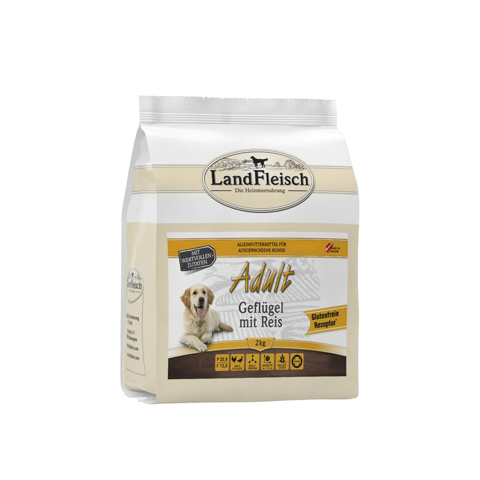 LandFleisch Dog Trocken Adult Geflügel mit Reis