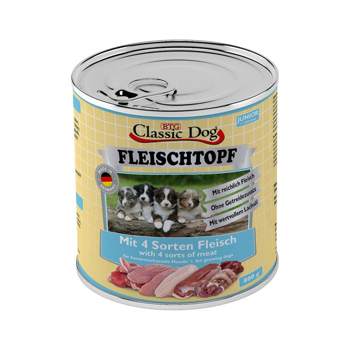 Classic Dog Dose Fleischtopf Junior Mit 4 Sorten Fleisch 6x800g