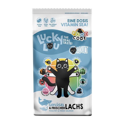 LuckyLou Cat - Geflügel & Lachs Trockenfutter.
