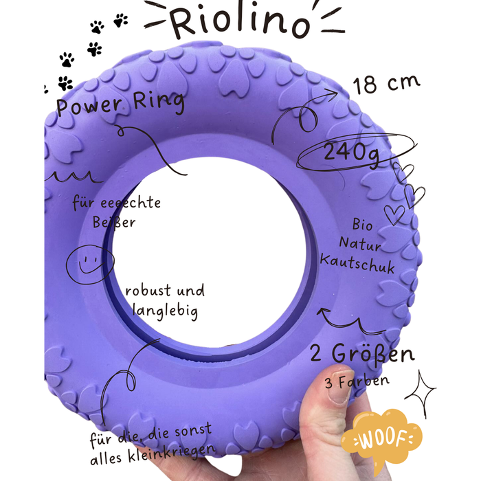 Riolino Robuster Hundespielzeug-Kauring für starke Kauer Velvet