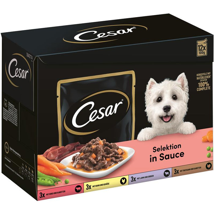 Cesar PB Multipack Selektion Sauce Rind & Karotten / Huhn & Gemüse 12x100g.