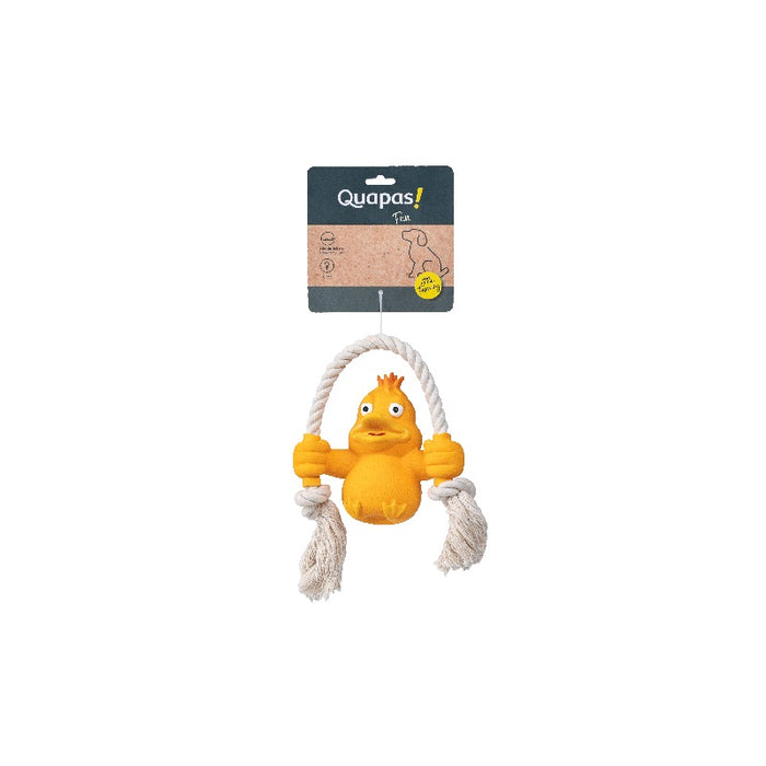 Quapas Dog Toy Fun LatexDuck with Rope