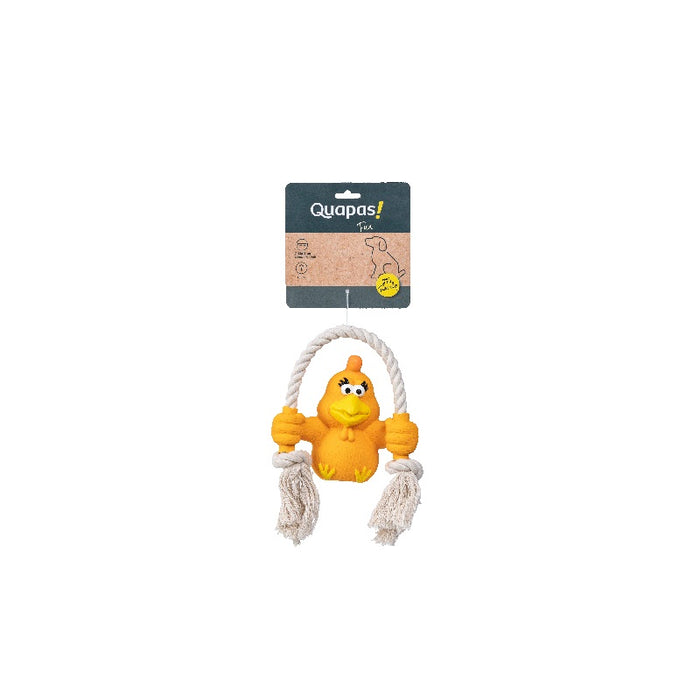 Quapas Dog Toy Fun LatexChicken with Rope