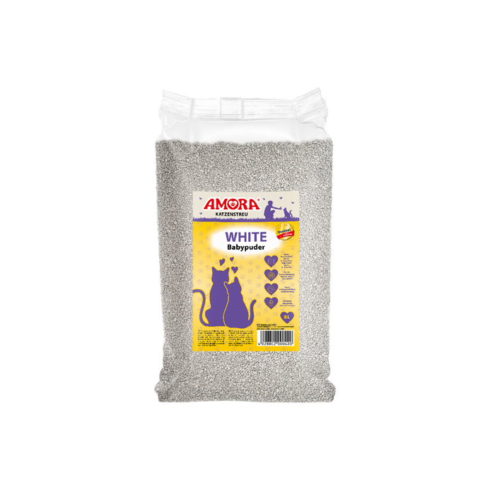 AMORA Katzenstreu White Compact mit Babypuder