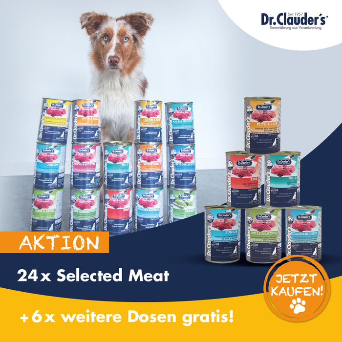 Dr. Clauder's AKTION Selected Meat 24x800g + 6 Dosen Gratis