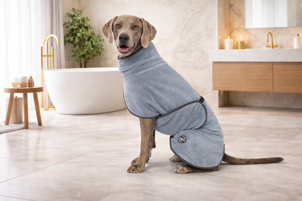Hundebademantel & Schlafmantel (2-in-1) „Ice Grey“