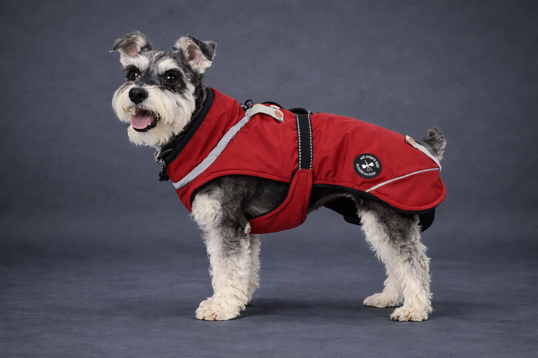 Hundewinterjacke "Cranberry Red" - besonders warm - NEU mit Rückenöffnung