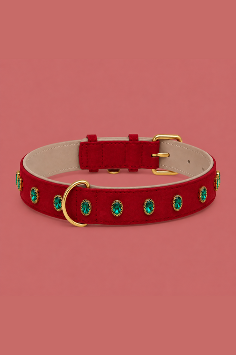 URBAN no.02 - Hundehalsband mit dunkelgrünen Kristallen
