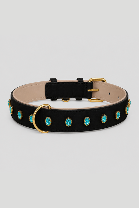 URBAN no.05 - Hundehalsband mit hellblauen Kristallen