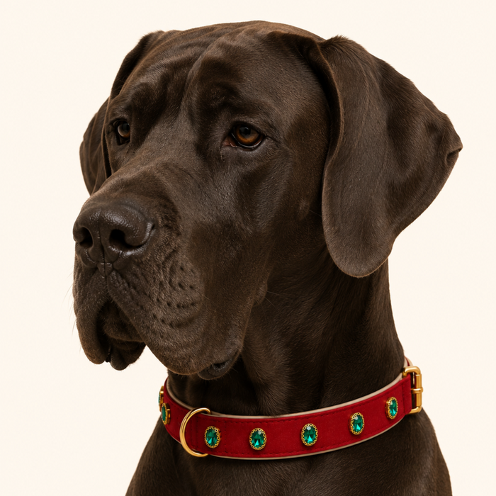 URBAN no.02 - Hundehalsband mit dunkelgrünen Kristallen