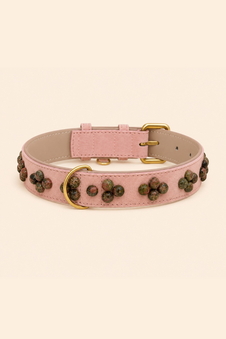 SOFT no.01 - Hundehalsband mit Edelsteinen (Unakit)