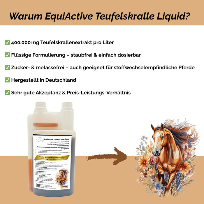EquiActive Teufelskralle Liquid – Teufelskralle Pferd flüssig 1000 ml