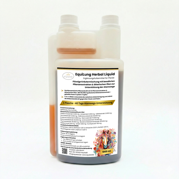 Vorteilspaket 3 × EquiLung Herbal Liquid – Flüssiges Ergänzungsfuttermittel für Pferde bei beanspruchten Atemwegen