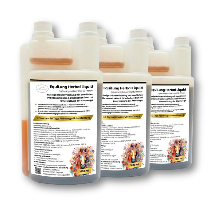 EquiLung Herbal Liquid 1000ml – flüssiges Ergänzungsfuttermittel zur Unterstützung der Atemwege bei Pferden