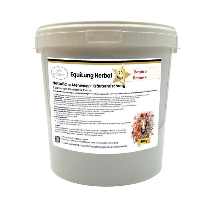 EquiLung Herbal RespiraBalance – Kräutermischung für Pferde in Phasen erhöhter Schleimbildung oder bei beanspruchten Atemwegen