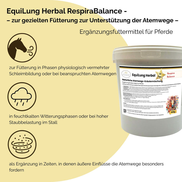 EquiLung Herbal RespiraBalance – Kräutermischung für Pferde in Phasen erhöhter Schleimbildung oder bei beanspruchten Atemwegen