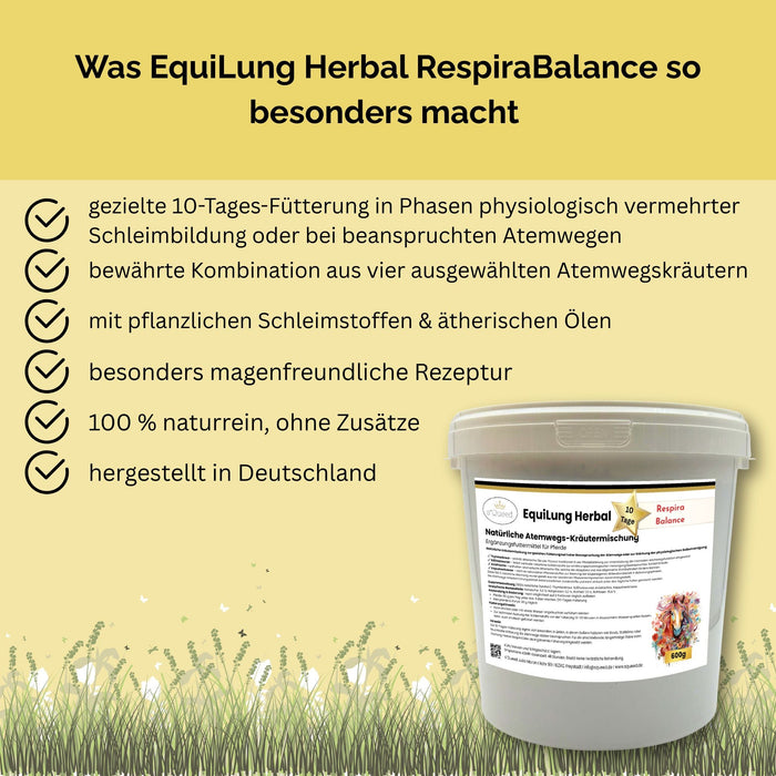 EquiLung Herbal RespiraBalance – Kräutermischung für Pferde in Phasen erhöhter Schleimbildung oder bei beanspruchten Atemwegen