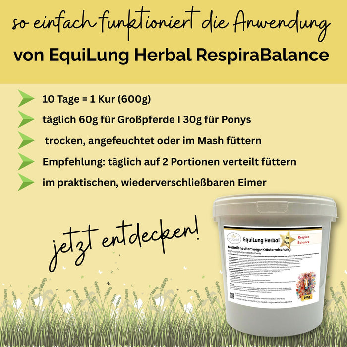 EquiLung Herbal RespiraBalance – Kräutermischung für Pferde in Phasen erhöhter Schleimbildung oder bei beanspruchten Atemwegen