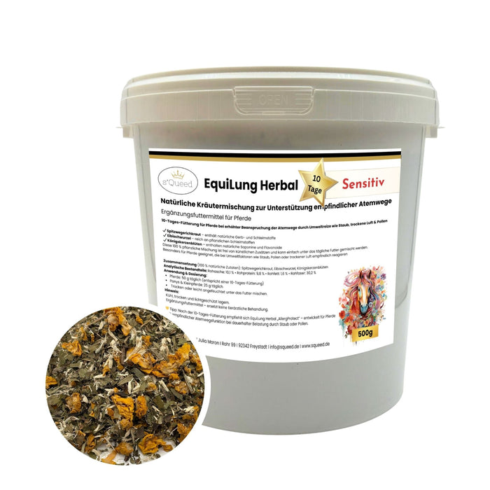 EquiLung Herbal Sensitiv – Hustenkräuter für Pferde zur Unterstützung empfindlicher Atemwege (10 Tage Fütterung)