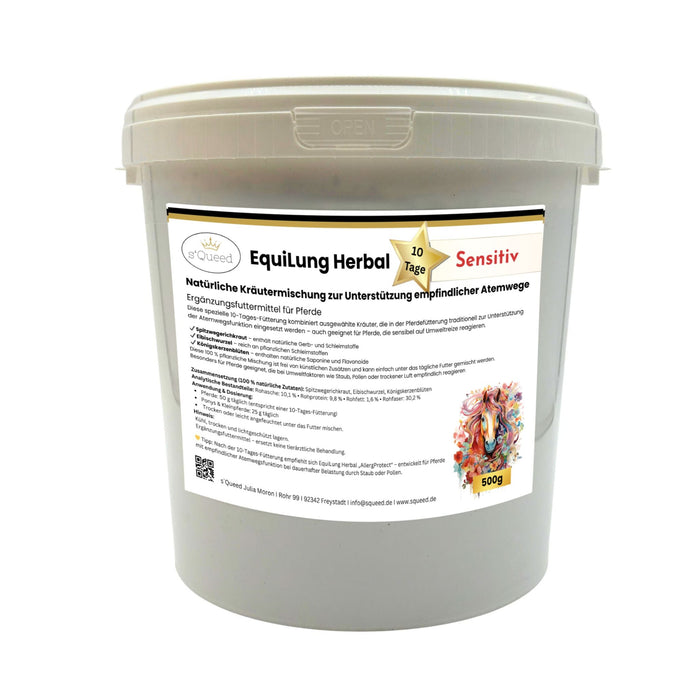EquiLung Herbal Sensitiv – Hustenkräuter für Pferde zur Unterstützung empfindlicher Atemwege (10 Tage Fütterung)