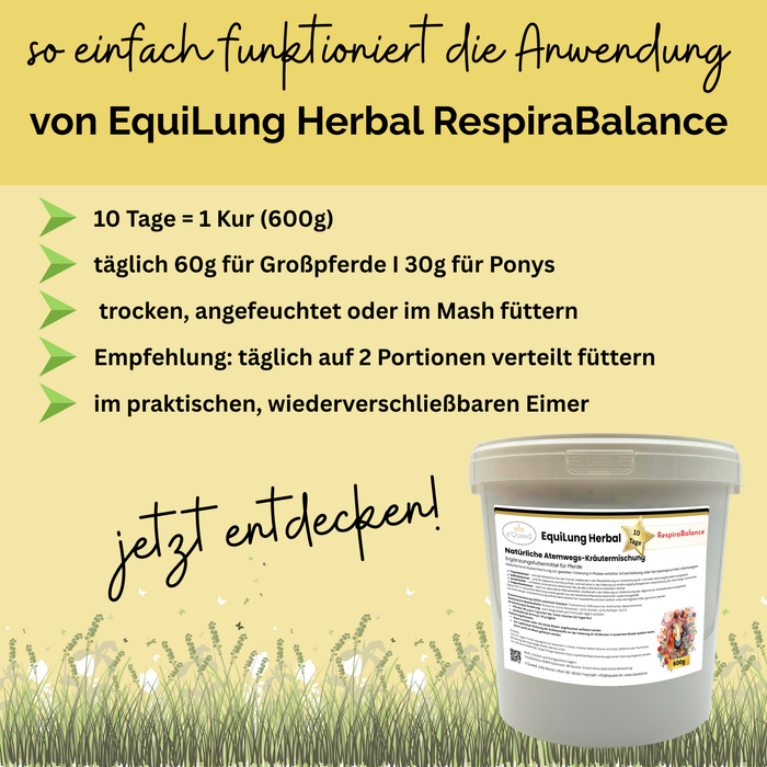 EquiLung Herbal RespiraBalance – Kräutermischung für Pferde in Phasen erhöhter Schleimbildung oder bei beanspruchten Atemwegen