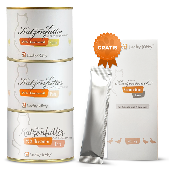 Katzenfutter Probierset (3x200g) + Filet-Creme