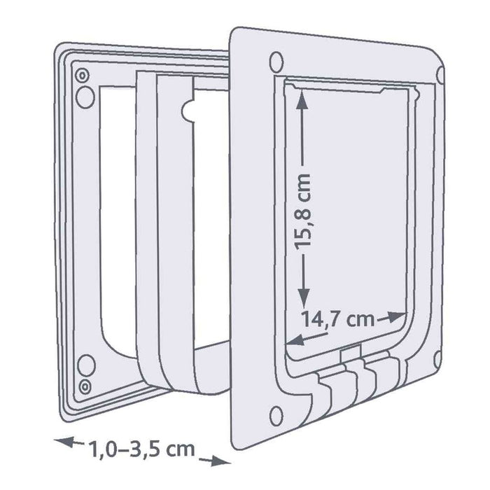 4-Wege Freilauftür elektromagnetisch, weiß