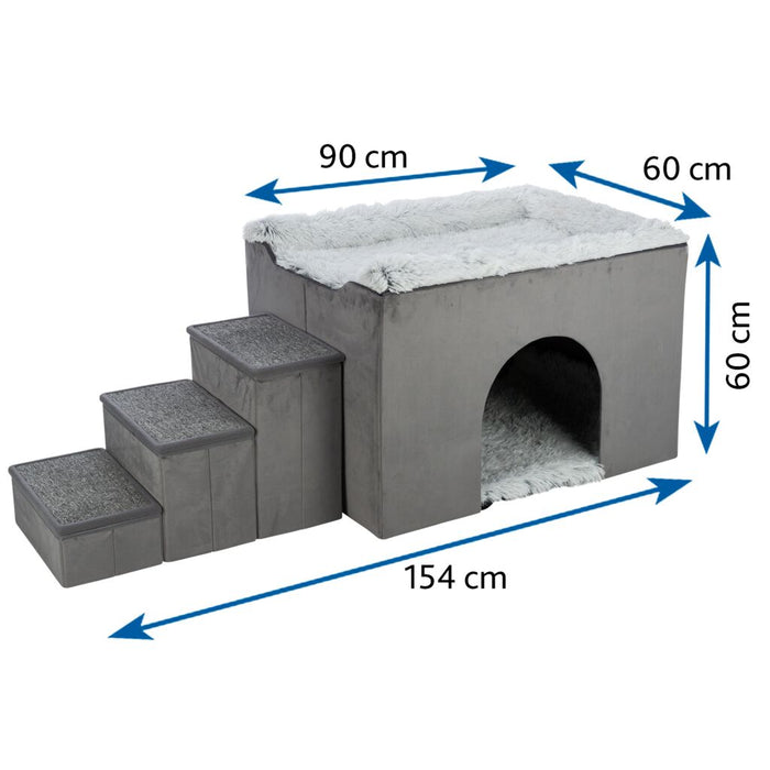 Höhle Harvey mit Treppe, grau/weiß-schwarz