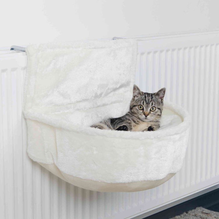 Kuschelsack für Heizkörper, Kurzhaarplüsch, weiß