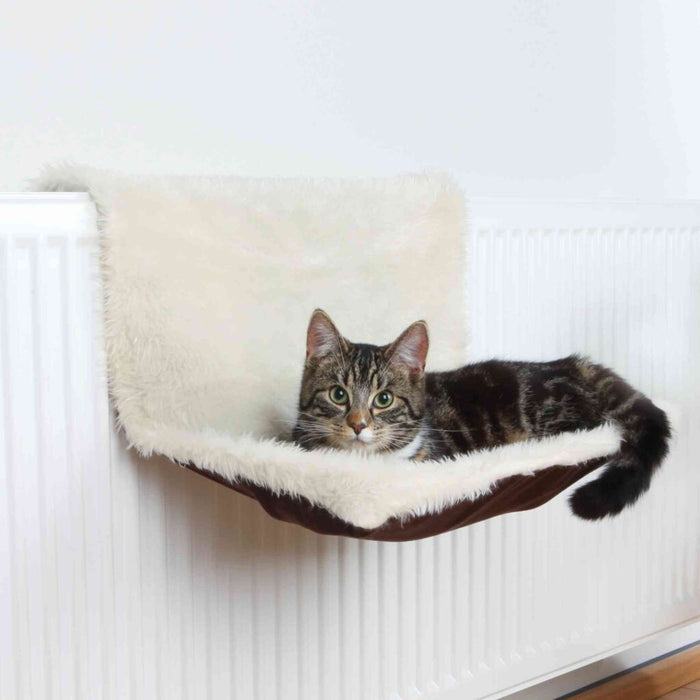 Liegemulde für Heizkörper, Langhaarplüsch/Velours, creme/braun