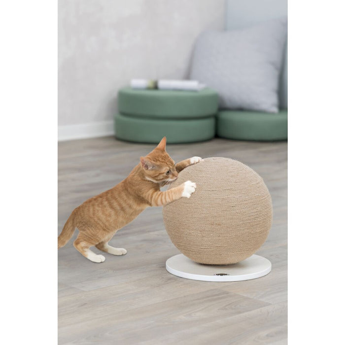 Kratzball auf Platte, Jute/Holz