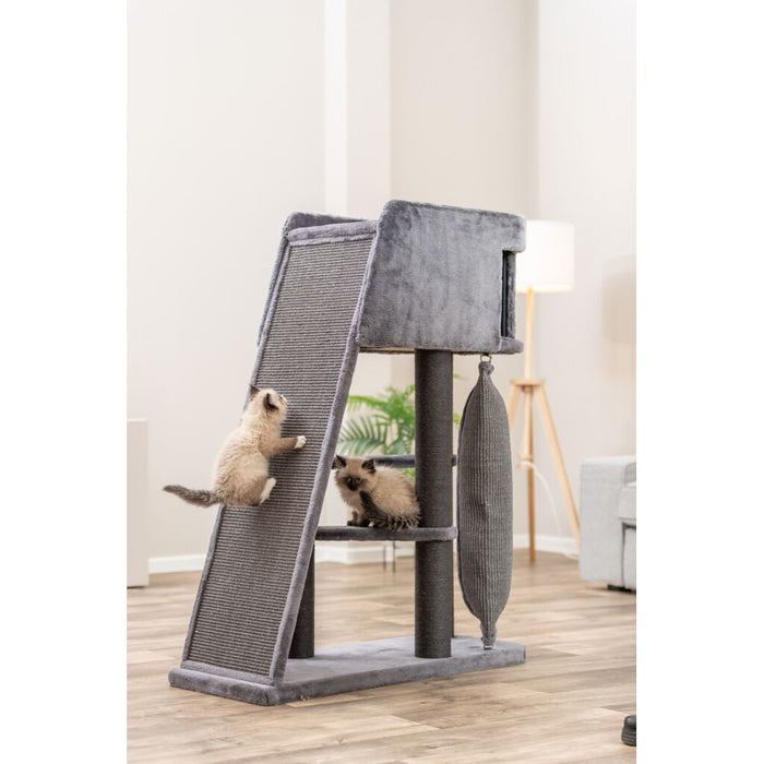 Kratzbaum Active, grau mit Kletterrampe