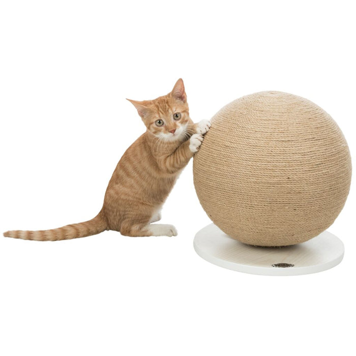 Kratzball auf Platte, Jute/Holz