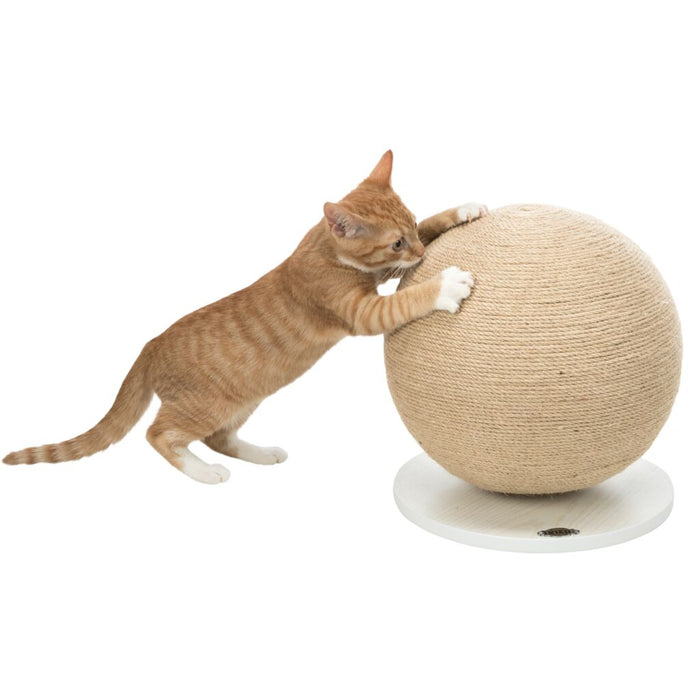 Kratzball auf Platte, Jute/Holz