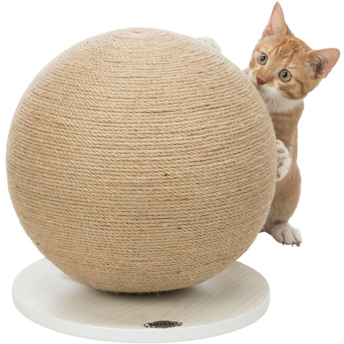 Kratzball auf Platte, Jute/Holz