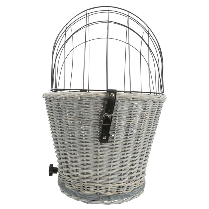 Fahrradkorb m. Gitter f. Gepäckträger,Weide/Metall, grau