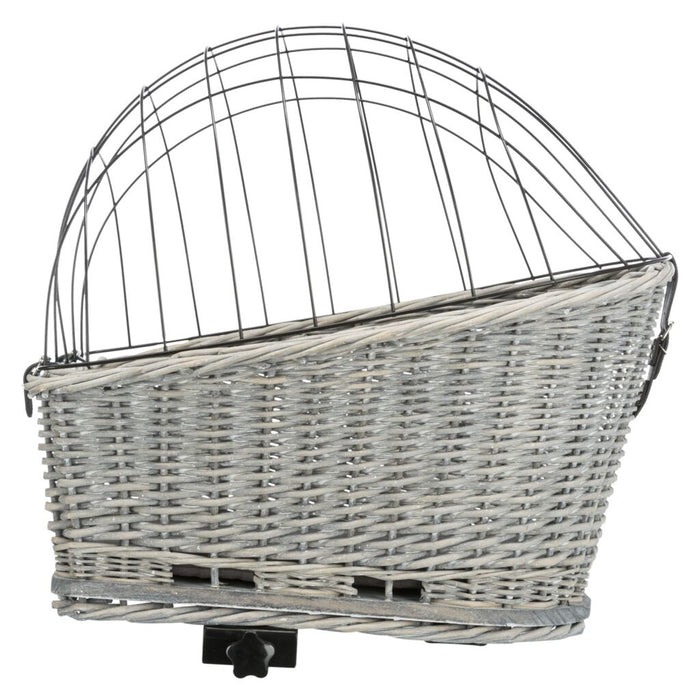 Fahrradkorb m. Gitter f. Gepäckträger,Weide/Metall, grau