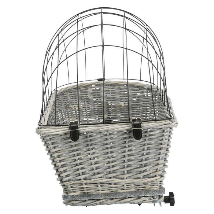 Fahrradkorb m. Gitter f. Gepäckträger,Weide/Metall, grau