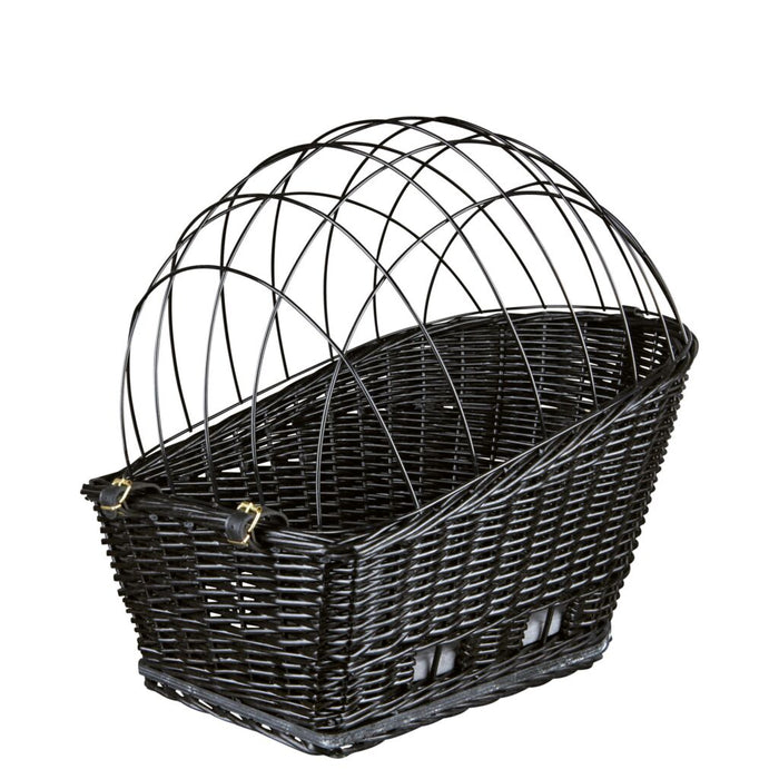 Fahrradkorb m. Gitter f. Gepäckträger,Weide/Metall, schwarz
