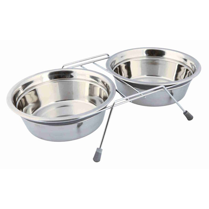 Napf-Set, Klapperschutz, Edelstahl/Metall, grau