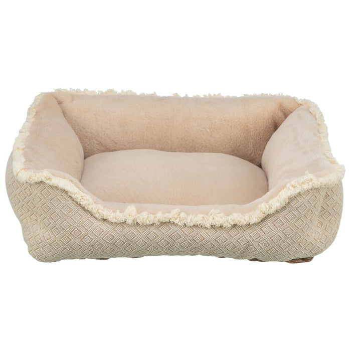 Bett Boho, eckig, beige