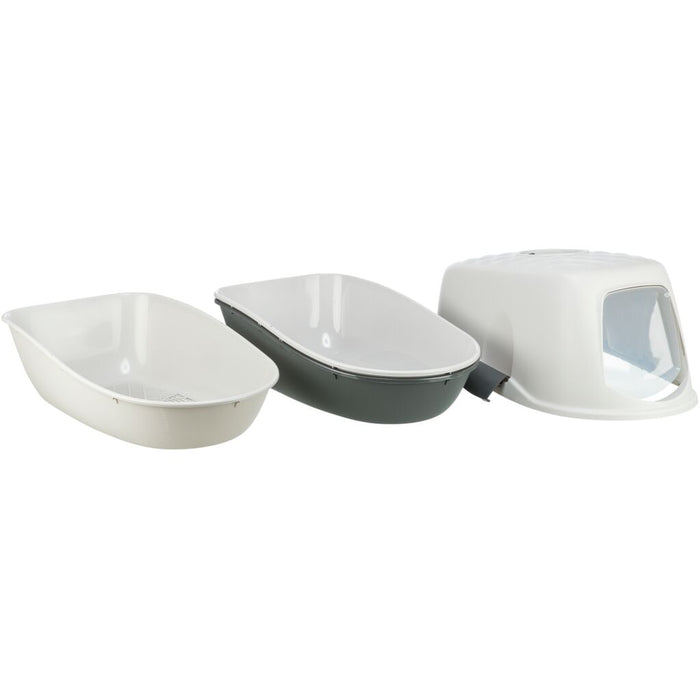 Katzentoilette Berto Top, mit Haube,Trennsystem, hellgrau/dunkelgrau