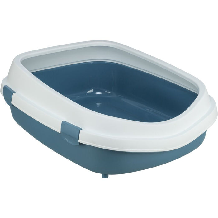 Katzentoilette Primo XXL, mit Rand, blau/weiß
