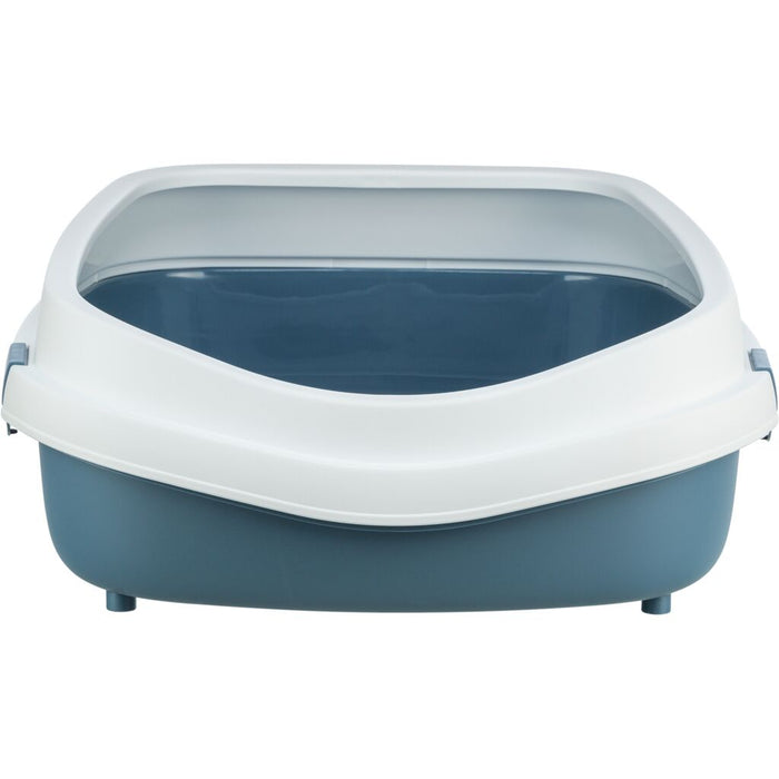 Katzentoilette Primo XXL, mit Rand, blau/weiß